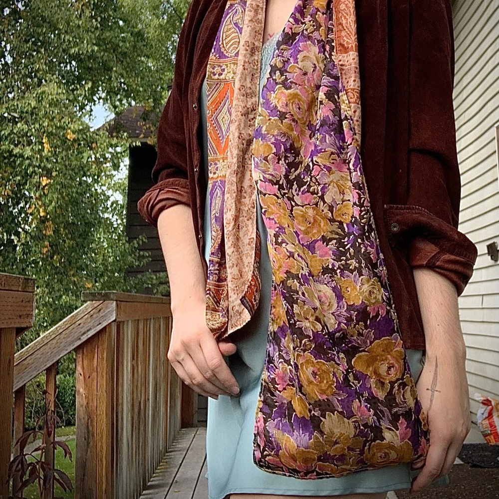 Floral silk scarf
